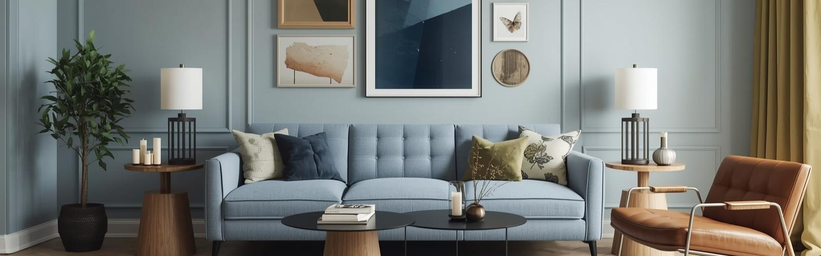 light blue themed living room for RS living mood board